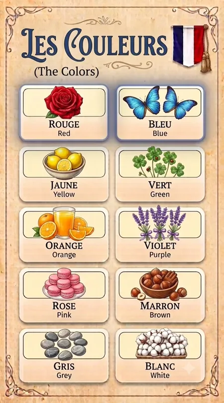 The 10 colors in French