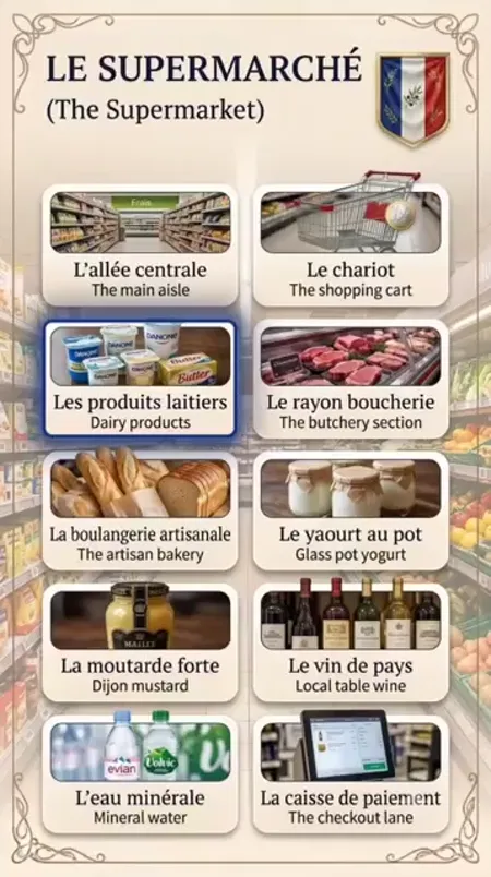 Supermarket vocabulary in French